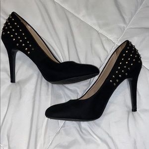 Black gold studded heels